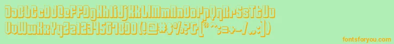 フォントPhiladelphia ffy – オレンジの文字が緑の背景にあります。