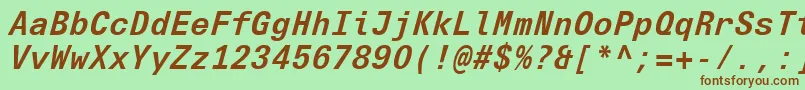 Шрифт UniversNextTypewriterProBoldItalic – коричневые шрифты на зелёном фоне