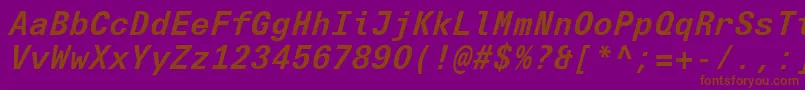 Czcionka UniversNextTypewriterProBoldItalic – brązowe czcionki na fioletowym tle