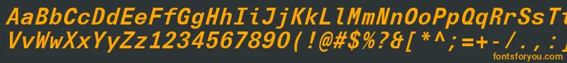 フォントUniversNextTypewriterProBoldItalic – 黒い背景にオレンジの文字