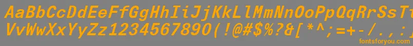 フォントUniversNextTypewriterProBoldItalic – オレンジの文字は灰色の背景にあります。