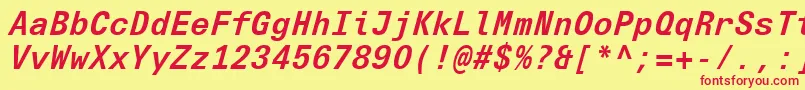 Czcionka UniversNextTypewriterProBoldItalic – czerwone czcionki na żółtym tle