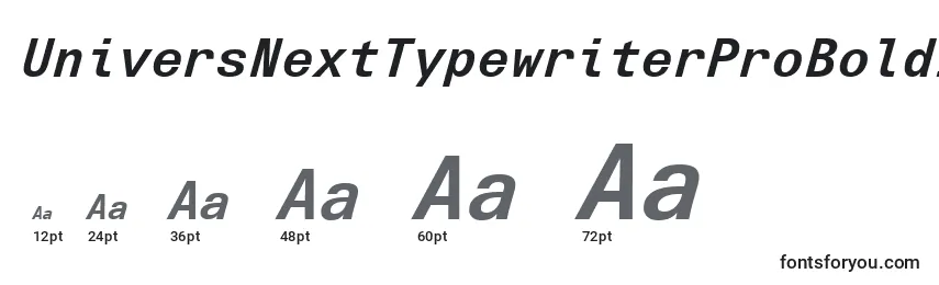 UniversNextTypewriterProBoldItalic Font Sizes