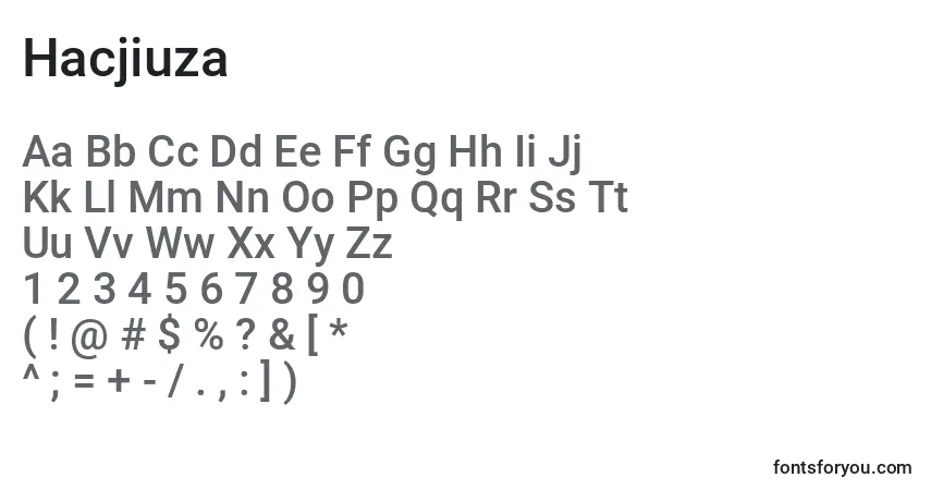 Czcionka Hacjiuza (69137) – alfabet, cyfry, specjalne znaki