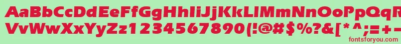 Everestultra-Schriftart – Rote Schriften auf grünem Hintergrund