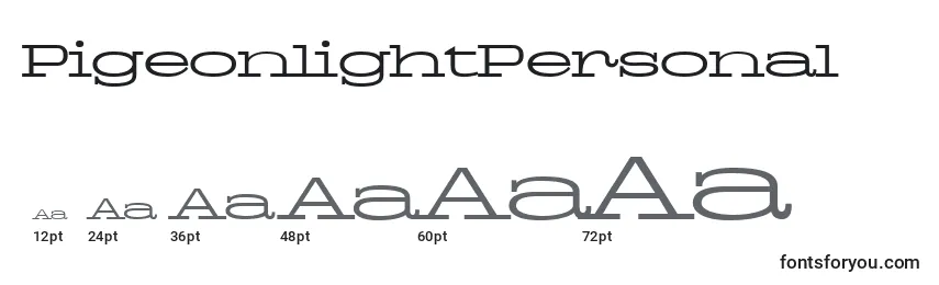 Размеры шрифта PigeonlightPersonal