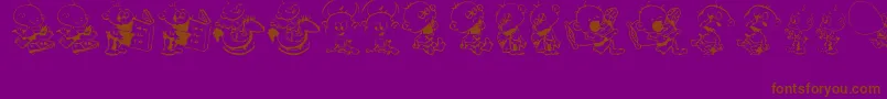 DtJanisJeffsHappyDaze-Schriftart – Braune Schriften auf violettem Hintergrund