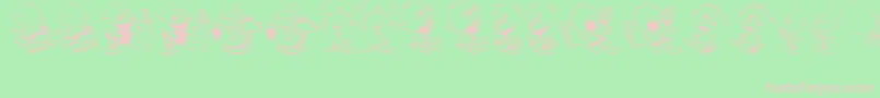 DtJanisJeffsHappyDaze-fontti – vaaleanpunaiset fontit vihreällä taustalla