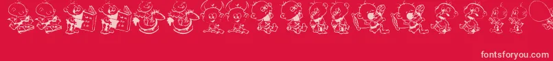 DtJanisJeffsHappyDaze-Schriftart – Rosa Schriften auf rotem Hintergrund