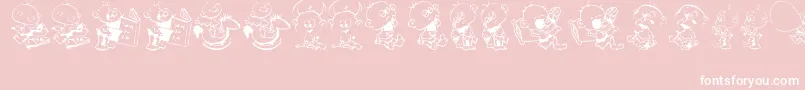 Czcionka DtJanisJeffsHappyDaze – białe czcionki na różowym tle