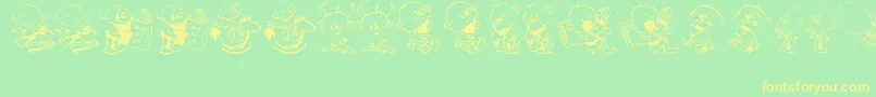 Czcionka DtJanisJeffsHappyDaze – żółte czcionki na zielonym tle