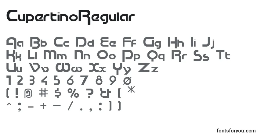 Schriftart CupertinoRegular – Alphabet, Zahlen, spezielle Symbole