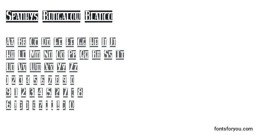 Czcionka Spankys Bungalow Blanco – alfabet, cyfry, specjalne znaki