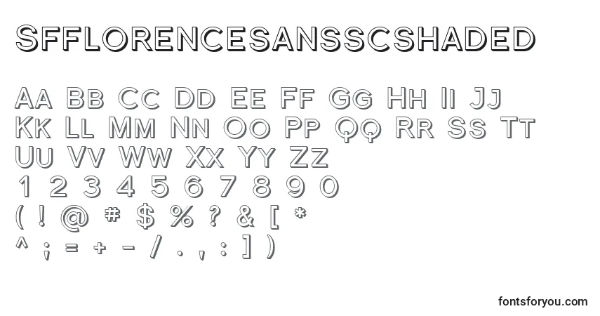 A fonte Sfflorencesansscshaded – alfabeto, números, caracteres especiais