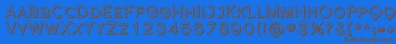 フォントSfflorencesansscshaded – 茶色の文字が青い背景にあります。