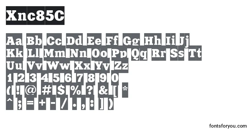 Schriftart Xnc85C – Alphabet, Zahlen, spezielle Symbole