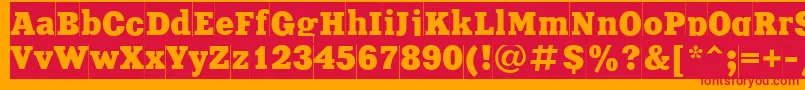 フォントXnc85C – オレンジの背景に赤い文字