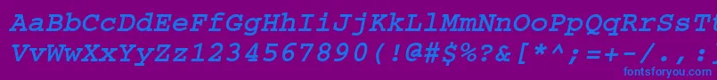 フォントCourier ffy – 紫色の背景に青い文字