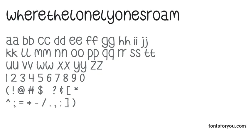 WhereTheLonelyOnesRoam Font – alphabet, numbers, special characters