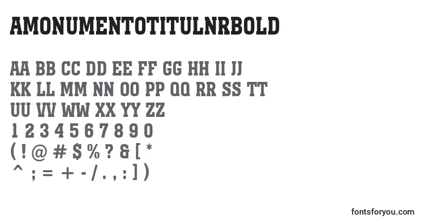 A fonte AMonumentotitulnrBold – alfabeto, números, caracteres especiais