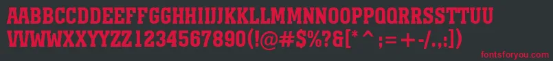 フォントAMonumentotitulnrBold – 黒い背景に赤い文字