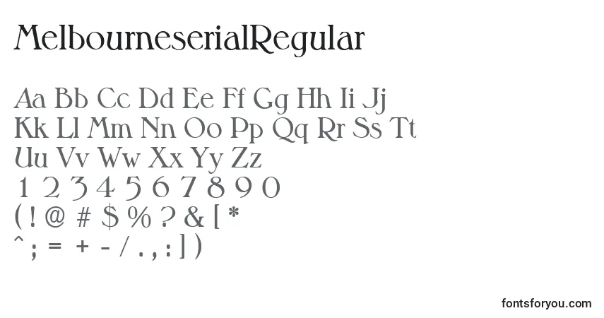 Czcionka MelbourneserialRegular – alfabet, cyfry, specjalne znaki