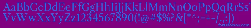 LibrecaslontextRegular Font – Blue Fonts on Purple Background