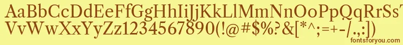 LibrecaslontextRegular Font – Brown Fonts on Yellow Background