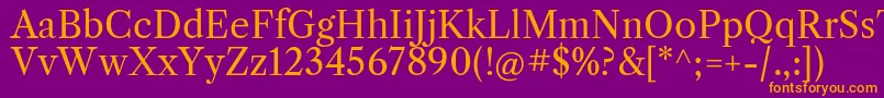 LibrecaslontextRegular Font – Orange Fonts on Purple Background