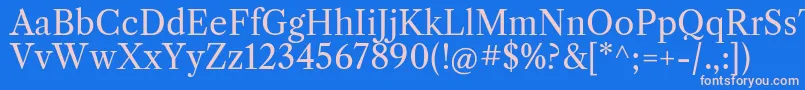 フォントLibrecaslontextRegular – ピンクの文字、青い背景