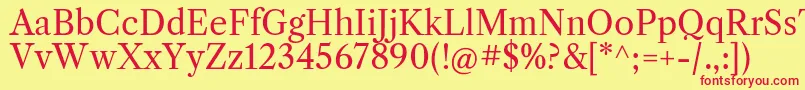 LibrecaslontextRegular Font – Red Fonts on Yellow Background