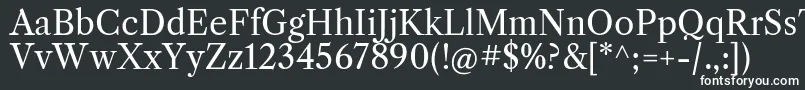 フォントLibrecaslontextRegular – 黒い背景に白い文字