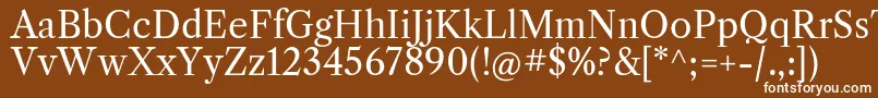 フォントLibrecaslontextRegular – 茶色の背景に白い文字