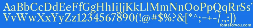 LibrecaslontextRegular Font – Yellow Fonts on Blue Background
