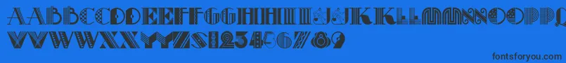 Czcionka Pastichenf – czarne czcionki na niebieskim tle