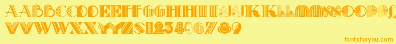 フォントPastichenf – オレンジの文字が黄色の背景にあります。