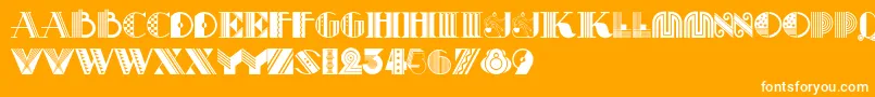 Pastichenf-Schriftart – Weiße Schriften auf orangefarbenem Hintergrund