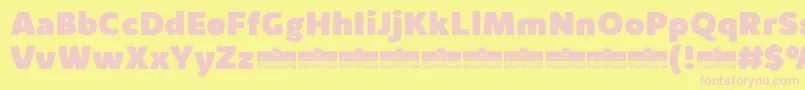 KabrioAlternateHeavyTrial-fontti – vaaleanpunaiset fontit keltaisella taustalla