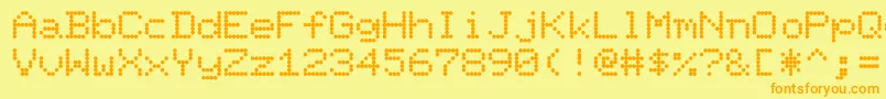 PixelpointRegular-Schriftart – Orangefarbene Schriften auf gelbem Hintergrund