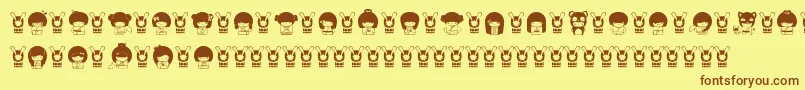Saiba mais sobre a fonte KokeshiKawaii Fonte KokeshiKawaii – fontes marrons em um fundo amarelo