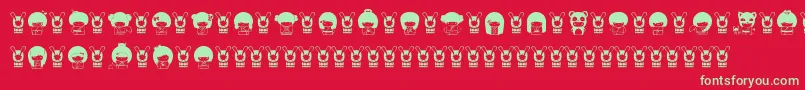 KokeshiKawaii Font – Green Fonts on Red Background