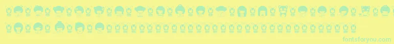 フォントKokeshiKawaii – 黄色い背景に緑の文字