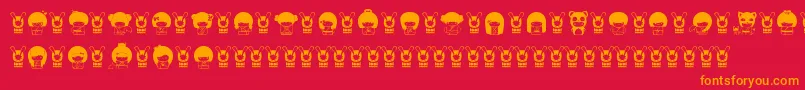 フォントKokeshiKawaii – 赤い背景にオレンジの文字