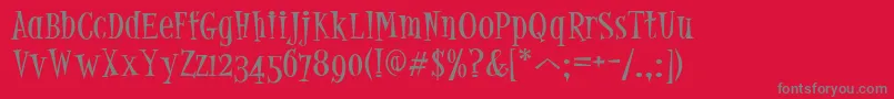 フォントPfjumpNormal – 赤い背景に灰色の文字
