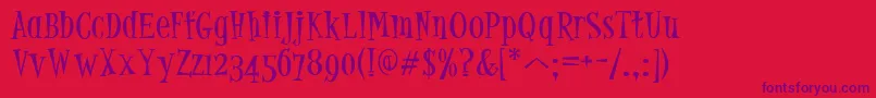 Fonte PfjumpNormal – fontes roxas em um fundo vermelho