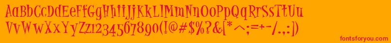 フォントPfjumpNormal – オレンジの背景に赤い文字
