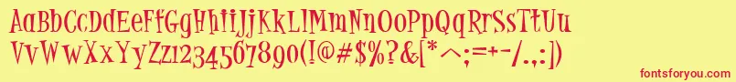 PfjumpNormal Font – Red Fonts on Yellow Background