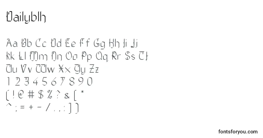 Schriftart Dailyblh – Alphabet, Zahlen, spezielle Symbole