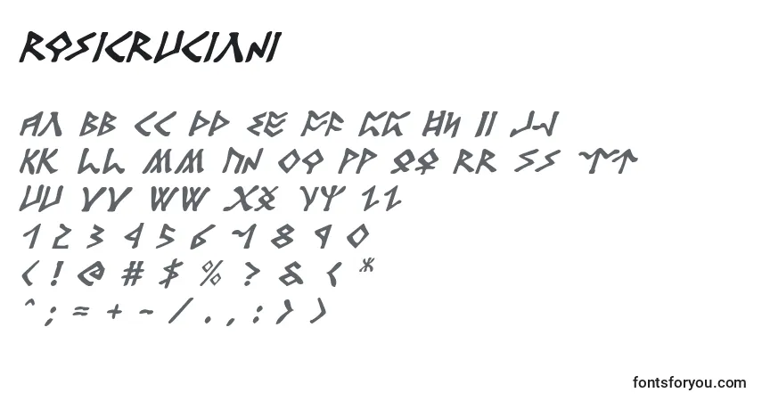 Schriftart Rosicruciani – Alphabet, Zahlen, spezielle Symbole