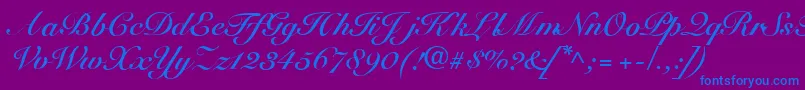 R791ScriptBold-Schriftart – Blaue Schriften auf violettem Hintergrund